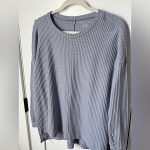 American Eagle Light Blue Waffle Knit Long Sleeve Top size XS
